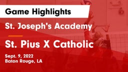 St. Joseph's Academy  vs St. Pius X Catholic  Game Highlights - Sept. 9, 2022