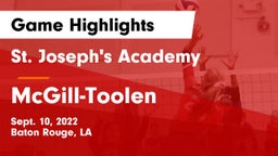 St. Joseph's Academy  vs McGill-Toolen  Game Highlights - Sept. 10, 2022