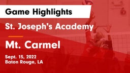 St. Joseph's Academy  vs Mt. Carmel Game Highlights - Sept. 15, 2022