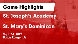 St. Joseph's Academy  vs St. Mary's Dominican  Game Highlights - Sept. 24, 2022