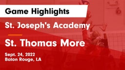 St. Joseph's Academy  vs St. Thomas More  Game Highlights - Sept. 24, 2022