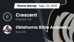 Recap: Crescent  vs. Oklahoma Bible Academy 2020