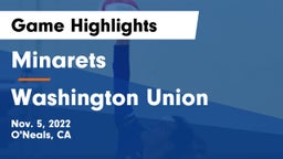 Minarets  vs Washington Union  Game Highlights - Nov. 5, 2022