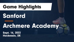 Sanford  vs Archmere Academy Game Highlights - Sept. 16, 2022