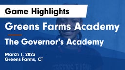 Greens Farms Academy vs The Governor's Academy  Game Highlights - March 1, 2023