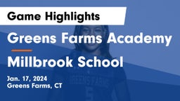 Greens Farms Academy vs Millbrook School Game Highlights - Jan. 17, 2024