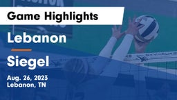 Lebanon  vs Siegel  Game Highlights - Aug. 26, 2023