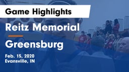 Reitz Memorial  vs Greensburg  Game Highlights - Feb. 15, 2020