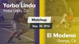 Matchup: Yorba Linda High vs. El Modena  2016