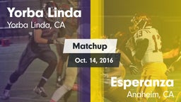 Matchup: Yorba Linda High vs. Esperanza  2016