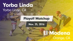Matchup: Yorba Linda High vs. El Modena  2016