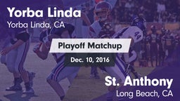 Matchup: Yorba Linda High vs. St. Anthony  2016