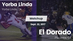 Matchup: Yorba Linda High vs. El Dorado  2017