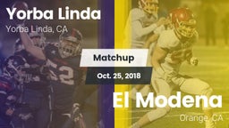 Matchup: Yorba Linda High vs. El Modena  2018
