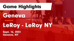 Geneva  vs LeRoy  - LeRoy NY Game Highlights - Sept. 16, 2022