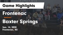 Frontenac  vs Baxter Springs   Game Highlights - Jan. 14, 2020