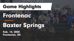 Frontenac  vs Baxter Springs   Game Highlights - Feb. 14, 2020