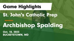 St. John's Catholic Prep  vs Archbishop Spalding  Game Highlights - Oct. 18, 2023