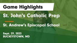 St. John's Catholic Prep  vs St. Andrew's Episcopal School Game Highlights - Sept. 29, 2023