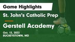 St. John's Catholic Prep  vs Gerstell Academy Game Highlights - Oct. 13, 2022