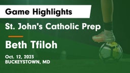St. John's Catholic Prep  vs Beth Tfiloh Game Highlights - Oct. 12, 2023