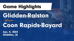 Glidden-Ralston  vs Coon Rapids-Bayard  Game Highlights - Jan. 5, 2024