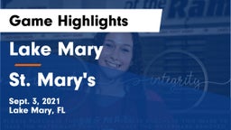 Lake Mary  vs St. Mary's  Game Highlights - Sept. 3, 2021