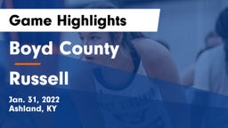 Boyd County  vs Russell  Game Highlights - Jan. 31, 2022