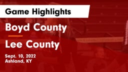 Boyd County  vs Lee County Game Highlights - Sept. 10, 2022