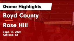 Boyd County  vs Rose Hill Game Highlights - Sept. 17, 2022