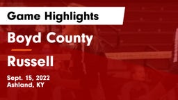 Boyd County  vs Russell  Game Highlights - Sept. 15, 2022