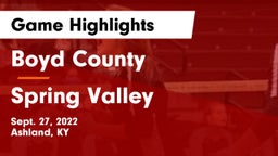 Boyd County  vs Spring Valley  Game Highlights - Sept. 27, 2022