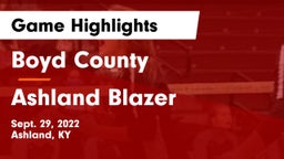 Boyd County  vs Ashland Blazer  Game Highlights - Sept. 29, 2022