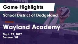 School District of Dodgeland vs Wayland Academy Game Highlights - Sept. 29, 2022