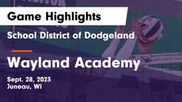 School District of Dodgeland vs Wayland Academy Game Highlights - Sept. 28, 2023