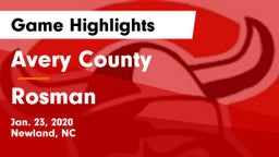 Avery County  vs Rosman  Game Highlights - Jan. 23, 2020