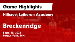 Hillcrest Lutheran Academy vs Breckenridge  Game Highlights - Sept. 10, 2022