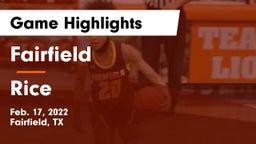 Fairfield  vs Rice  Game Highlights - Feb. 17, 2022