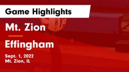 Mt. Zion  vs Effingham  Game Highlights - Sept. 1, 2022