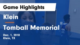 Klein  vs Tomball Memorial Game Highlights - Dec. 1, 2018