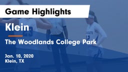 Klein  vs The Woodlands College Park  Game Highlights - Jan. 10, 2020