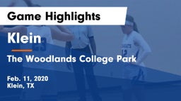 Klein  vs The Woodlands College Park  Game Highlights - Feb. 11, 2020