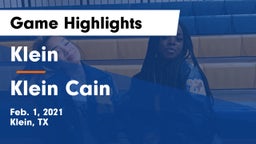 Klein  vs Klein Cain  Game Highlights - Feb. 1, 2021