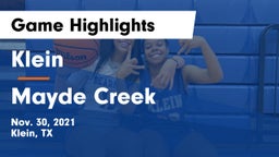 Klein  vs Mayde Creek  Game Highlights - Nov. 30, 2021
