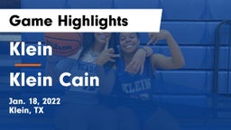 Klein  vs Klein Cain  Game Highlights - Jan. 18, 2022