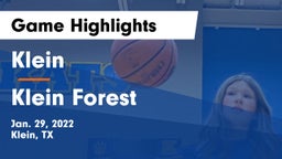 Klein  vs Klein Forest  Game Highlights - Jan. 29, 2022