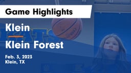 Klein  vs Klein Forest  Game Highlights - Feb. 3, 2023