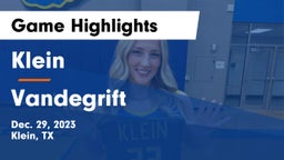 Klein  vs Vandegrift Game Highlights - Dec. 29, 2023