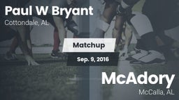 Matchup: Paul W Bryant vs. McAdory  2016