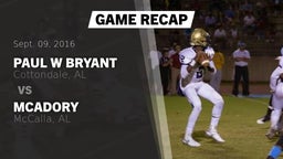 Recap: Paul W Bryant vs. McAdory  2016